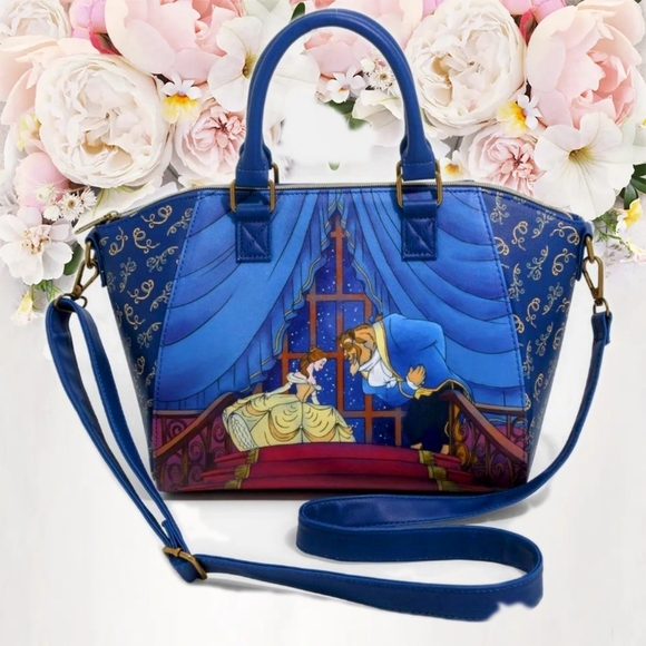 NWT Loungefly Disney Beauty & The Beast Satchel Bag, Wallet & CHARM - Picture 14 of 14